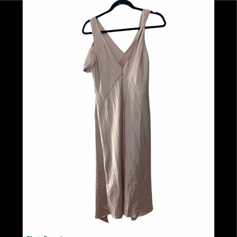 Topshop nude twist shoulder satin midi dress 6 - Picture 3 of 7